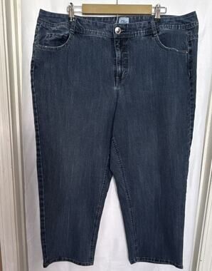 Just My Size JMS Women 24W Plus Blue Medium Wash Crop Jeans Stretch Straight